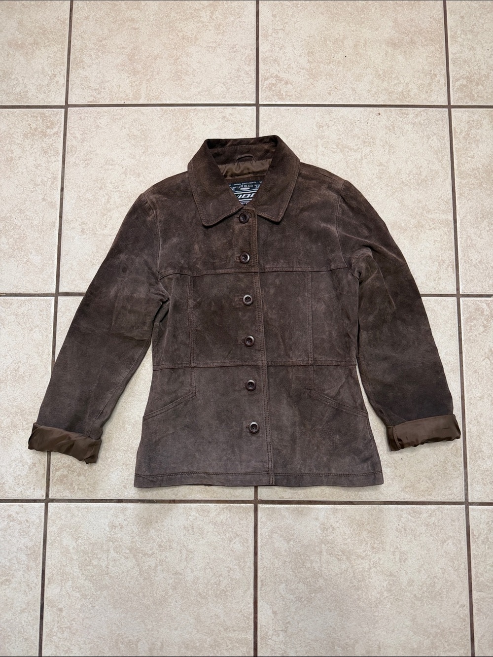 Women’s Dark Brown Suede Button Jacket